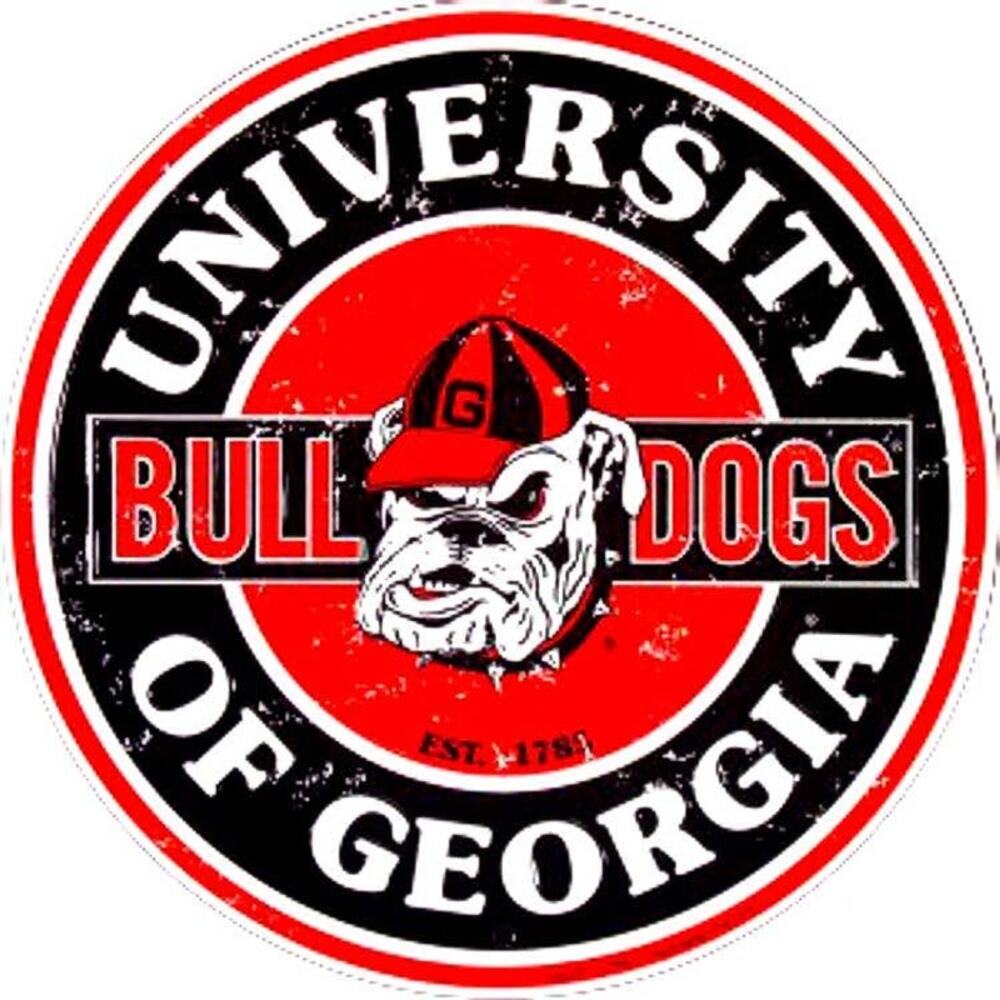 University of Georgia  12″ Round Sports Wall Sign Vintage-Style Metal Decor